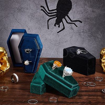 Halloween Theme Coffin Shaped Velvet Finger Ring Boxes VBOX-WH0015-01A-1