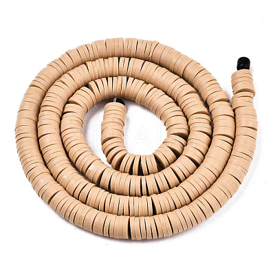 Flat Round Handmade Polymer Clay Bead Spacers CLAY-R067-3.0mm-37-1