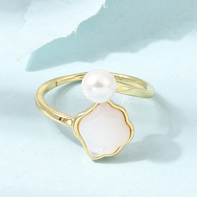 Adjustable Brass White Shell Cuff Rings SH-CBA3B38-01G-1