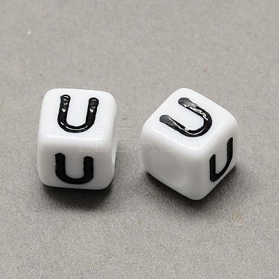 Large Hole Acrylic Letter European Beads SACR-Q103-7mm-01U-1