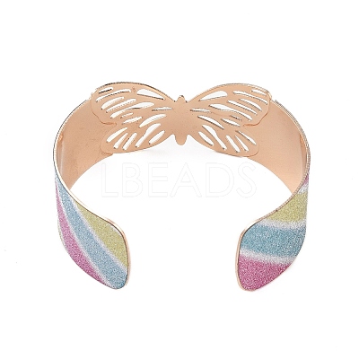 Butterfly Alloy Open Cuff Bangles for Women BJEW-L686-01A-1