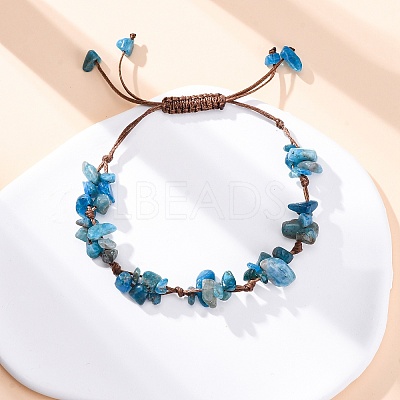Adjustable Natural Apatite Braided Bead Bracelets for Women BJEW-U035-02N-1