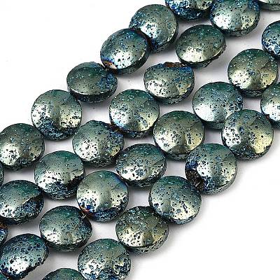 Electroplated Natural Lava Rock Beads Strands G-K388-01H-1