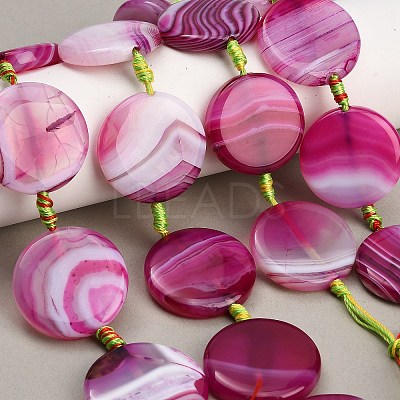 Natural Banded Agate Coin Beads Strands GG-CBAE0EB-06B-1