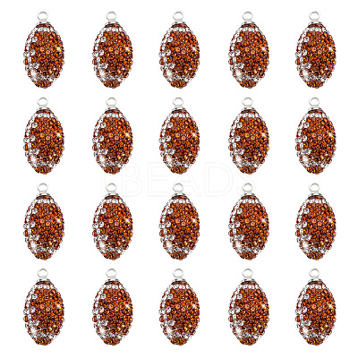 20Pcs Rugby Polymer Clay Rhinestone Pendants PALLOY-OC00050-1