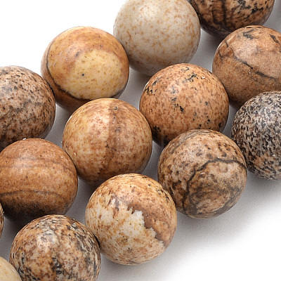 Natural Picture Jasper Beads Strands G-S259-27-10mm-1