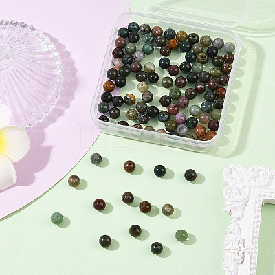 100Pcs Natural Indian Agate Beads G-SP0001-20B-1