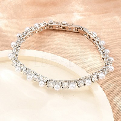 Brass Pave Clear Cubic Zirconia Tennis Bracelets for Women KK-CBA68DA-08P-1
