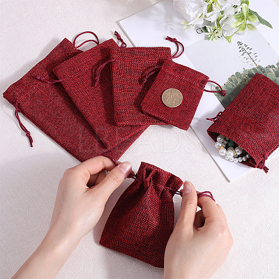 16Pcs 4 Styles Polyester Imitation Burlap Packing Pouches Drawstring Bags ABAG-BBC0001-01D-1