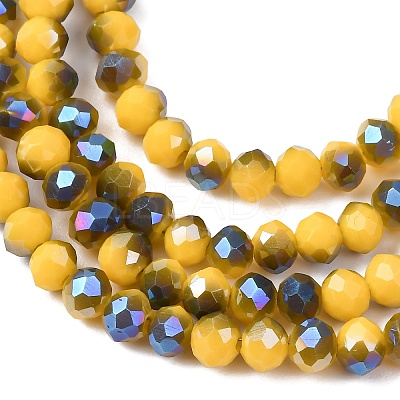 Electroplate Opaque Solid Color Glass Beads Strands EGLA-A034-P4mm-I15-1