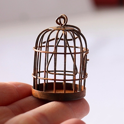 Miniature Vintage Style Rusty Iron Birdcage MIMO-PW0001-167B-1-1