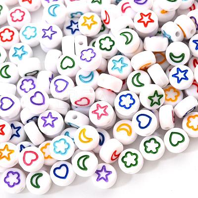 White Opaque Acrylic Beads MACR-YW0001-19B-1