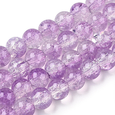 Transparent Crackle Baking Paint Glass Beads Strands DGLA-T003-01C-10-1