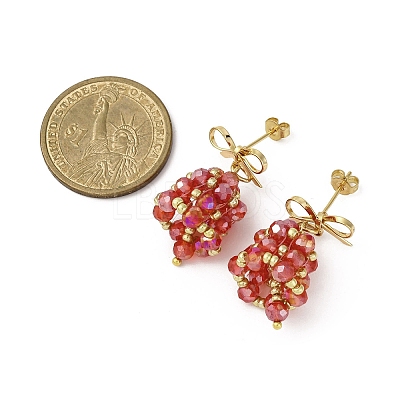 3 Pairs Christmas Bell Brass Dangle Stud Earrings EJEW-MZ00495-1