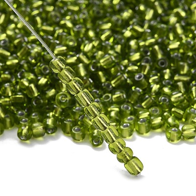 6/0 Round Silver Lined Round Hole Glass Seed Beads X-SEED-A005-4mm-24-1