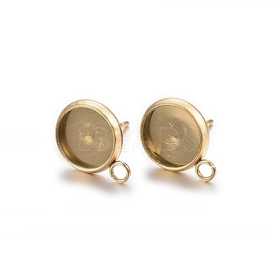 Ion Plating(IP) 304 Stainless Steel Stud Earring Settings STAS-H467-08G-8mm-1