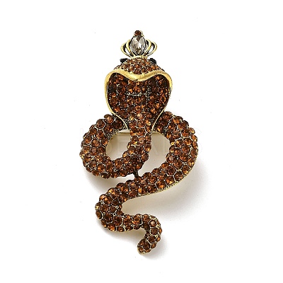 Snake Rhinestone Brooch Pin JEWB-A034-08AG-1