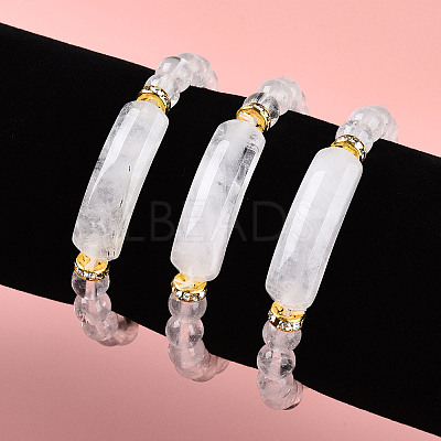 Natural Quartz Crystal Beads Stretch Bracelets BJEW-T022-04P-1