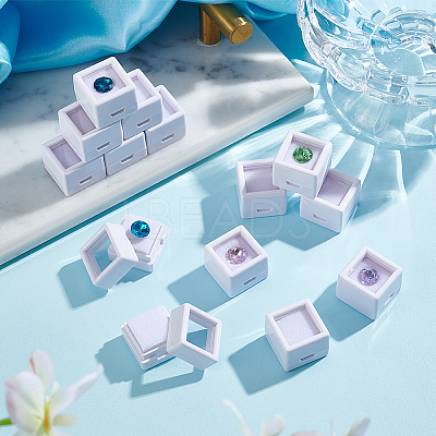 Square Plastic Loose Diamond Storage Boxes CON-WH0095-49A-1