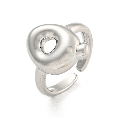 Brass Letter Open Cuff Rings for Women RJEW-G313-01Q-P-1