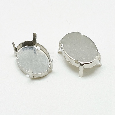 Non-Tarnish 201 Stainless Steel Sew on Prong Settings STAS-T032-03-10x14mm-1