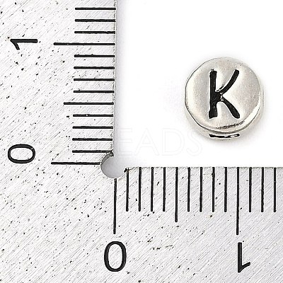 925 Sterling Silver Flat Round with Letter Beads LS-STER-G044-01AS-K-1