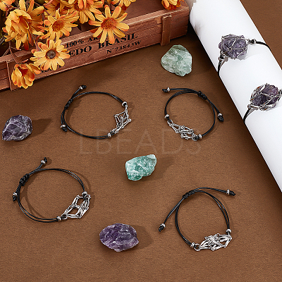 6Pcs 2 Styles Waxed Polyester Cord Bracelets BJEW-AR00001-1