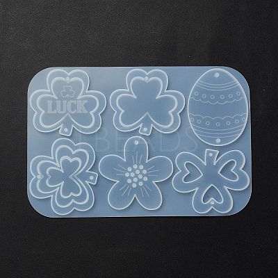 Easter Egg & Shamrock & Flower Connector Charms Silicone Molds X-DIY-L065-01-1