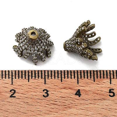 Brass Micro Pave Clear Cubic Zirconia Bead Caps ZIRC-P085-11AB-1