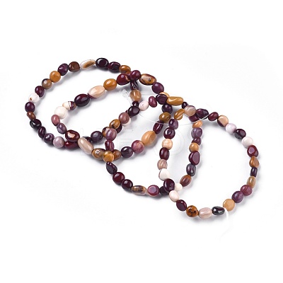 Natural Mookaite Bead Stretch Bracelets BJEW-K213-12-1