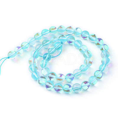 Synthetic Moonstone Beads Strands G-R375-8mm-B04-1