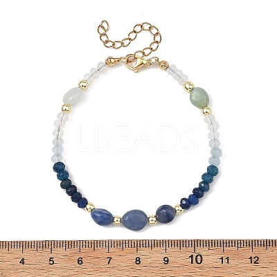 Dyed Natural Malaysia Jade & Dyed & Heated Blue Aventurine & Amazonite Nuggets & Rondelle Beaded Bracelets for Women BJEW-JB14090-01-1