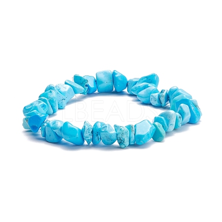 Synthetic Turquoise Chips Beads Stretch Bracelet for Women BJEW-AL00003-12-1