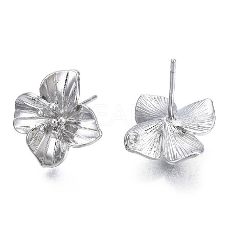 Brass Stud Earring Findings KK-N232-337A-01P-1
