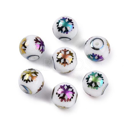 Christmas Opaque Glass Beads EGLA-R113-01D-1