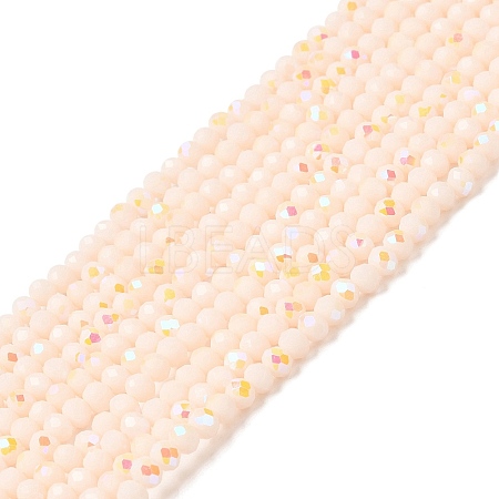Electroplate Opaque Solid Color Glass Beads Strands EGLA-A034-P4mm-L18-1