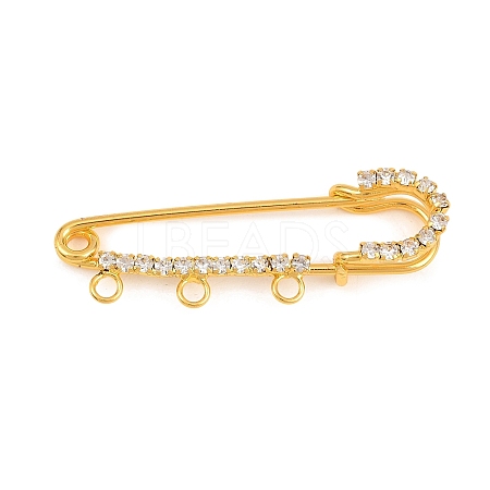 Iron Rhinestone Safety Pins Brooch Findings IFIN-A021-01A-G-1