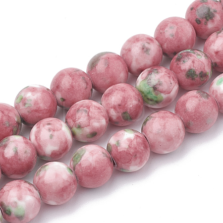 Dyed Natural Ocean White Jade Round Bead Strands G-R295-6mm-12-1