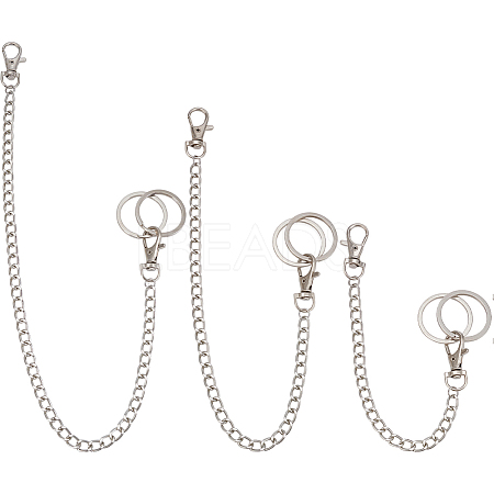 3 Sets 3 Styles Aluminium Twisted Chains for Jeans Pants HJEW-SP0001-53-1