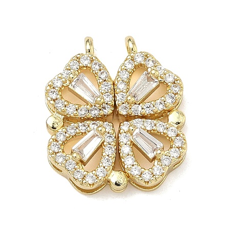Saint Patrick's Day Brass Micro Pave Clear Cubic Zirconia Deployable Pendants KK-A293-27B-G-1