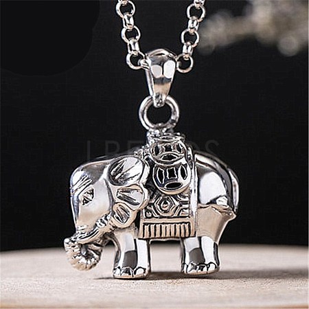 Tibetan Style 3D Elephant Shape Brass Pendants Necklaces SJEW-BB62514-D-1