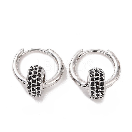 Cubic Zirconia Flat Round Beaded Hoop Earrings EJEW-P225-04P-01-1