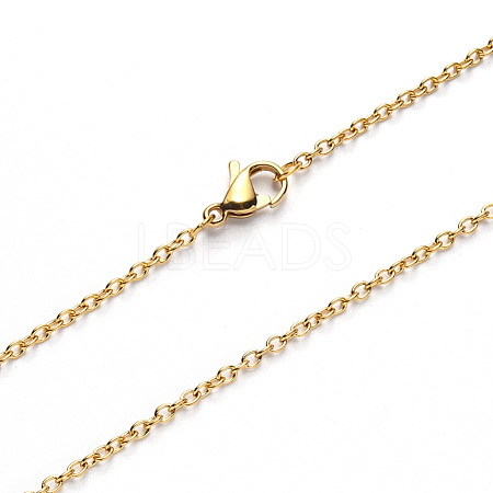 Vacuum Plating 304 Stainless Steel Cable Chain Necklace NJEW-S420-007A-G-1