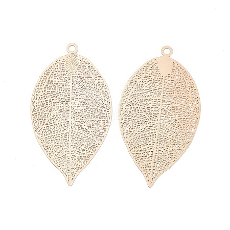 Brass Filigree Big Pendants KK-B064-01KCG-1