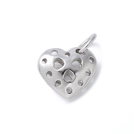 925 Sterling Silver 3D Hollow Heart Charms STER-M099-01P-1