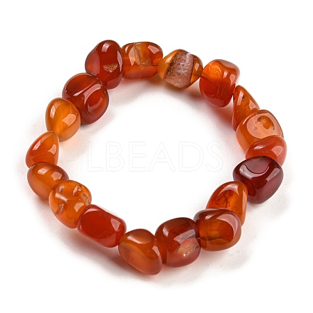 Dyed & Heated Natural Agate Nugget Beaded Stretch Bracelets BJEW-H238-01C-1