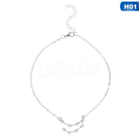 Twelve Constellation Alloy Crystal Rhinestone Link Chain Anklets for Women FS-WG97E4C-22-1