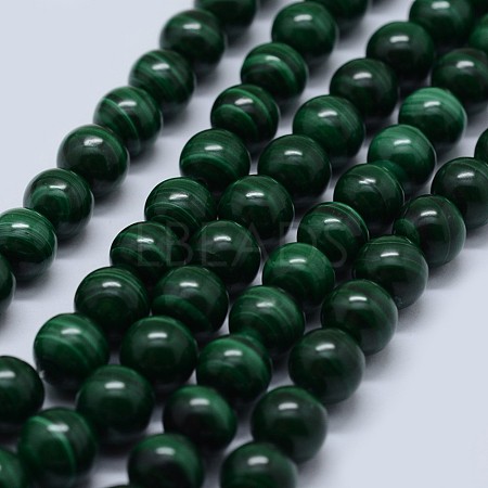 Natural Malachite Beads Strands G-F571-27A2-8mm-1