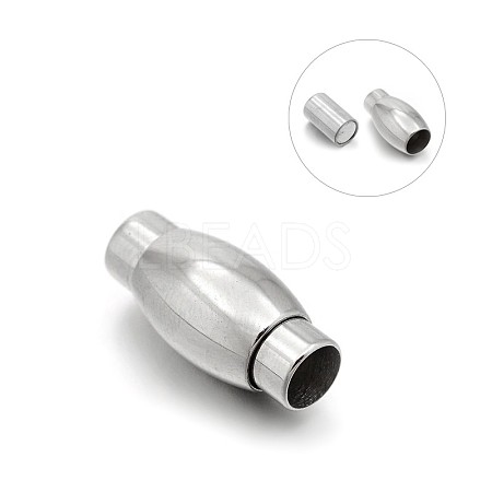 Tarnish Resistant Smooth 304 Stainless Steel Barrel Magnetic Clasps with Glue-in Ends STAS-E089-34F-1