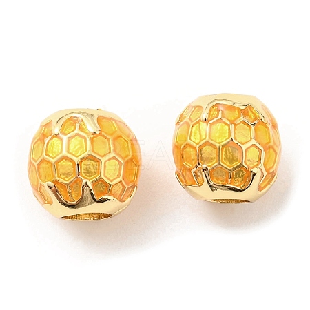 Brass Enamel European Beads KK-M247-07G-1